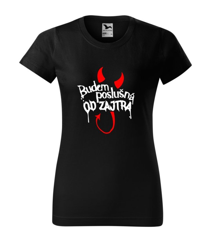 Tričko Budem poslušná - Farba: Čierna 2XL